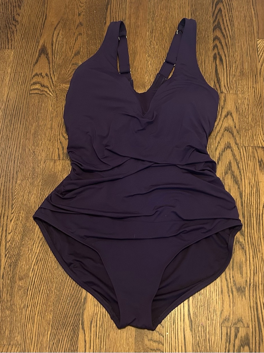 Lands' End Plum One-Piece Swimsuit with Ruched Front plum